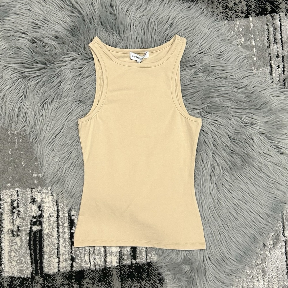 WEWOREWHAT Women's Beige Cotton Jersey Tank Size XS NWT